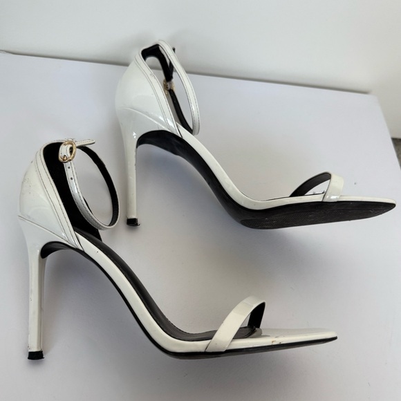 Mango White Patent Ankle-Cuff Strap Stiletto Heels Sandals. US 7.5 EU 38. Used. - Picture 3 of 16